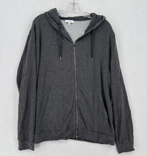 Reiss Mens Charcoal Gray Fleece Full Zip Long Sleeve Hoodie Sweatshirt Sz XL